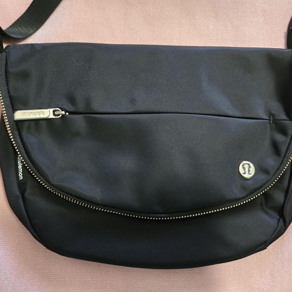 lululemon athletica Black Crossbody Bag with Gold Accents